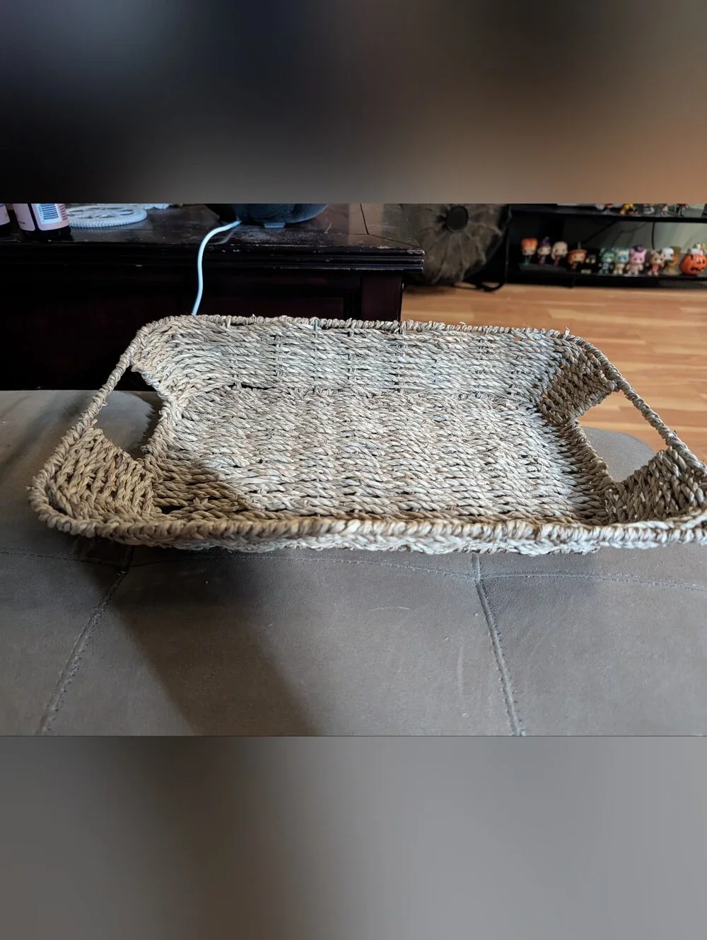 Natural Woven Seagrass Storage Tray - Unbranded Brown